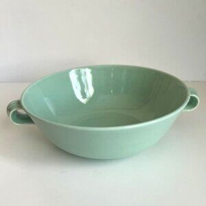 VINTAGE Homer Laughlin Jubilee Two Handled Round Bowl Mid Century Celadon Green